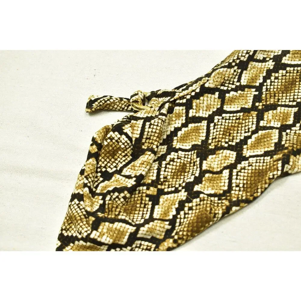 Michael Kors Women's XXL Snakeskin Print V-Neck Blouse 3/4 Sleeve with Gold Tone